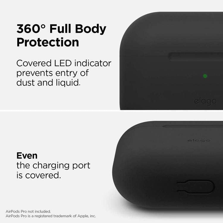 elago Silicone Cover Compatible with Apple Pro Case - Supports Wireless Charging, Anti-Slip Coating, Great Protection, Slim and Lightweight (Black)
