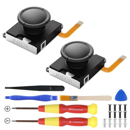 BRONAL Switch Joycon Joystick Replacement, [No Drifting] Hall Effect Joystick Left/Right Switch Joycon Controller with Repair Tool Kit, Thumbstick Caps [2 Pack]