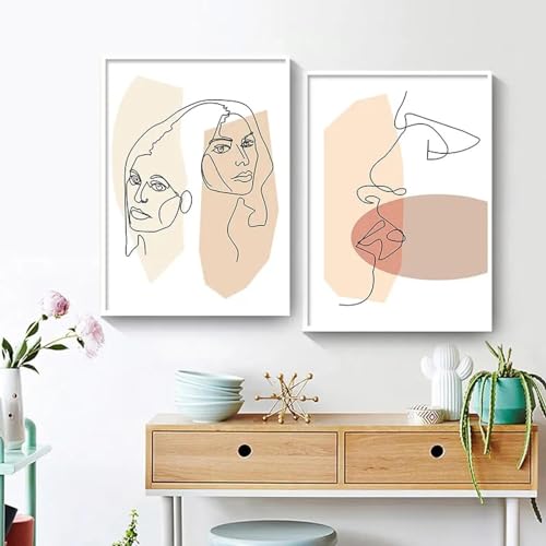 Tableau visage ligne pour salon | KEBIA affiche art moderne 35x50 cm