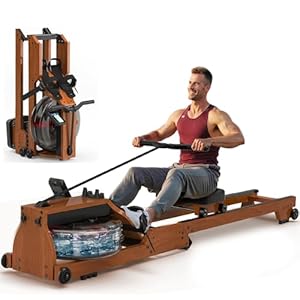 Rowing Machine, Water Foldable Rowing Machine for Home Gym, Fitness Exercise Machine with Bluetooth, 330LB Weight Capacity, App Compatible, Built-in Monitor