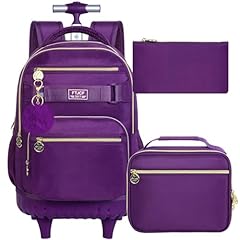 Classic Dark Purple Rolling Backpack Set
