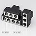 QUEENYARD 3 Way/4Way RJ11 6P6C Telephone Jacks Splitters Adapter Port for Home and Office Use Strong Anti-Interference Ability, Black