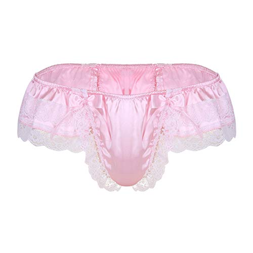 Linjinx Men's Silky Satin Lingerie Briefs Girly Sissy Crossdress Hipster Skirted Panties Underwear - Image 3