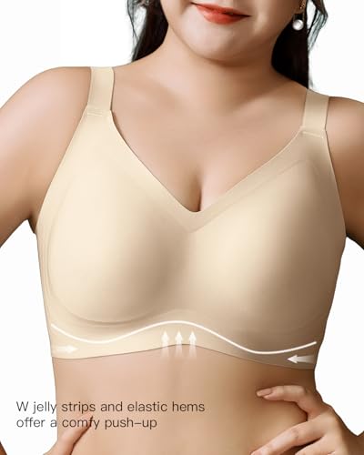 Minimizer Bras for Women Full Coverage Wireless Plus Size Seamless Bralette Removable Pads Adjustable Comfort 32A-42E2