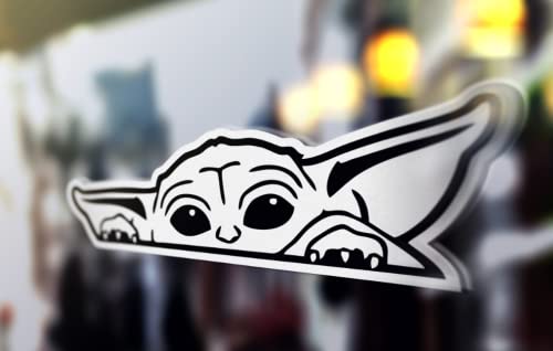 Baby Yoda Mandalorian, Vinyl Decal Sticker For Cars, Trucks, Vans, Suvs, Walls, Windows, Laptops, Notebooks, Cups Bottles, Black, 5.5" | H&S #TOP1