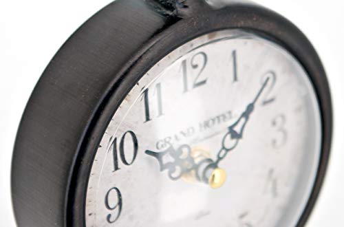 Jumbo Decor Vintage Black Cast Iron Table Clock On Stand,Decorative Metal Desk And Shelf Clock,Rustic Mantel Clock For Kitchen,Living Room - Battery Operated - 4.75" X 2.55" X 7.7" #TOP5