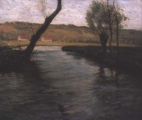 Lienzo decorativo Fritz Thaulow El arroyo, pintura mural vintage para el hogar de 60x90cm