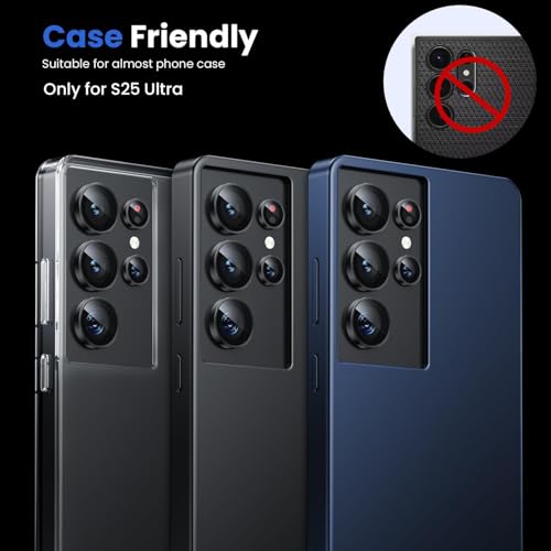 Image of WSKEN for Samsung Galaxy Ultra Camera Lens Protector, Ultra Thin Scratch Resistant 9H Tempered Glass with Aluminum Metal Circle Camera Screen Protector Cover Accessories (Black, S25 Ultra)