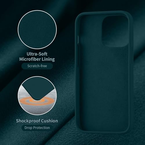 Image of M Cart Liquid Silicon case for iPhone 14 Pro Max, Soft TPU Shockproof Scratch Resistant Slim Thin Protective Cover Case (Dark Greenish Blue)