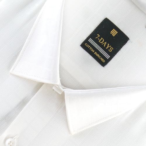 Image of 7-DAYS Premium Men's Formal Shirts - Cotton Rich, Textured Self-Design, Full Sleeve, Regular Fit, Wrinkle Resistant, with Pocket - Perfect for Office