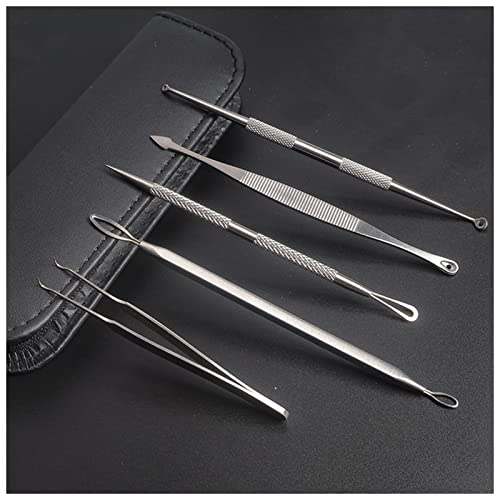 qingmutech Acné Aiguille 5pcs Blackhead Remover Aiguille Acne Ensemble d'acier Inoxydable Extracteur Black Spots Aiguilles Pore Cleaner Face Soins de la Peau Outil de beauté Set Aiguille acné Cover