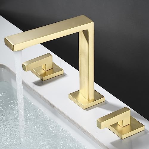Robinet lavabo salle de bain 3 trous anti-fuite en laiton à double poignée