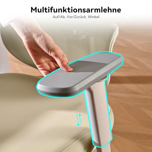 MUSSO E600SE Ergonomiczne krzesło biurowe, 3-stopniowa regulacja oparcia lędźwiowego 3D-regulowany podłokietnik i zagłówek z podnóżkiem, dopasowane dla kobiet Ochrona kręgosłupa podczas siedzenia