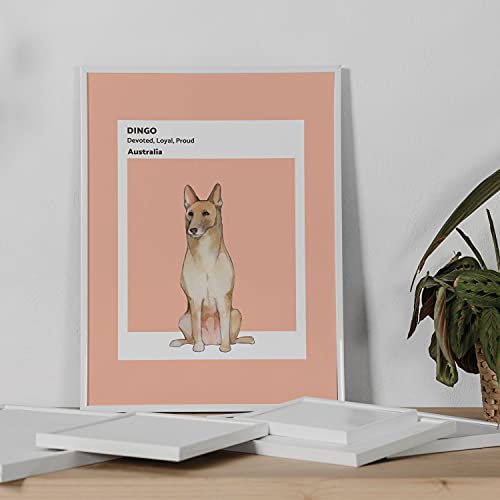 Nacnic Dingo Print. Poster mit Illustrationen von Hunderassen in warmen Tönen und Kuchen. Innenausstattung. A4 Größe