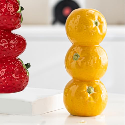 Jarrones de frutas apilados Rustics en cerámica decorativa para salones modernos 7