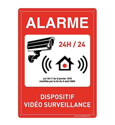 AUA SIGNALETIQUE - Panneau De Signalisation en PVC Rigide et Compact 1.5 mm. (121 x 170 mm, Alarme Dispositif Vidéo Surveillance 2)