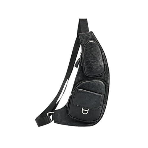 Men's Versatile Genuine Leather Chest Bag Retro Crossbody Bag Sports Backpack Casual(Style 2)