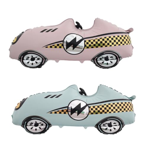 Image of Race Car Balloons Racing Car Foil Balloon 2PCS (Blue and Pink) | Birthday Party Decorations Race Car Theme Party Decorations Kids Boy Racing Party Supplies