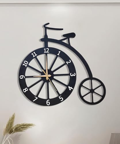 Image of Auromin Cycle Wall Clock for Living Room Stylish | Decorative Metal Clock - Stylish Fancy Wall Watch for Office, Bedroom, Hall, Kitchen | Latesy Big Size Modern Wall Decor for Home