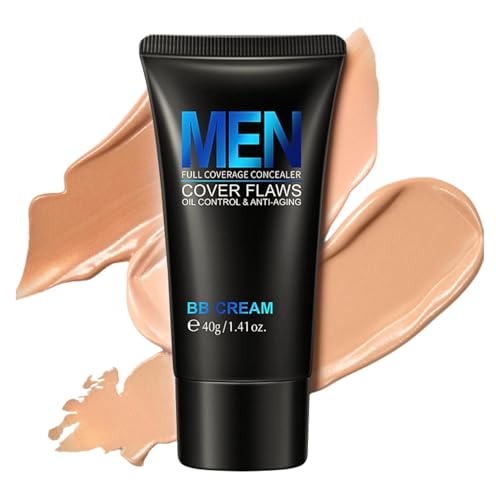 Mens BB Cream Foundation, BB Cream Light, Face Moisturiser For Oily Skin, Concealer For Mature Skin, Make-Up, Anti Aging, Anti Redness For Face
