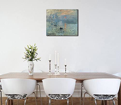 Wieco Art Impression Sunrise Canvas Prints Wall Art Of Claude Monet Classic Oil Paintings Reproduction Seascape Ocean Sea Beach Picture For Living Room Home Decor Modern Gallery Wrapped Giclee Artwork #TOP7