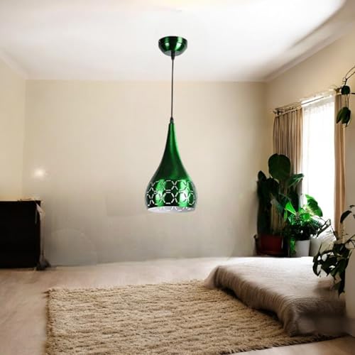 Image of GreyWings Metal Cut Hanging Light Ceiling Pendant Lamp, 6 inch Small, Green