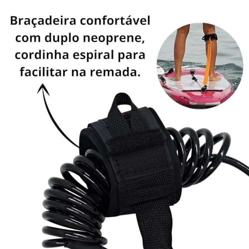 Leash Espiral Stand Up Paddle Sup Cordinha Prancha de Surf