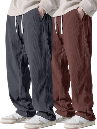 Image of Pinkmint Men's Poly-Lycra Loose Fit Trousers, Korean-Style Casual Pants with Side Pockets, Comfortable Travel (Available in Plus Sizes)