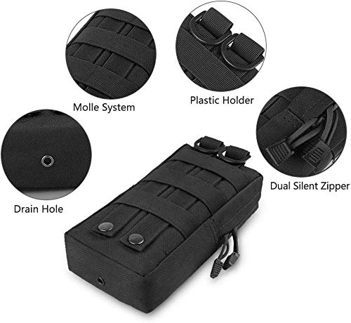 Molle Pouch Tactical Edc Bag Compact Water Resistant Utility Gadget Hanging Waist Pocket Saddlebag For Outdoor Sports (2L-Black) #TOP1