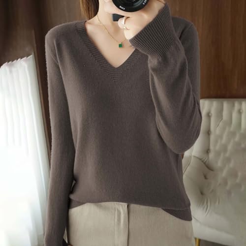 Cashmere Sweaters for Women Fall Oversized Casual Cozy V Neck Pullover Tops - image 7