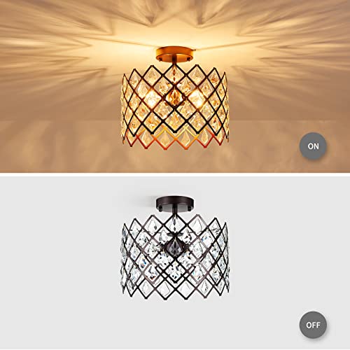 Wuzups USHD105F3-ORB Crystal Chandelier 3-Light Semi-Flushmount Ceiling Light Modern Lighting Fixture thumb #3