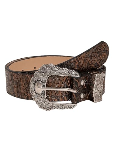 Verdusa Women's Western Cowboy Embossed Buckle Belt Cowgirl Fashion Waist Belts