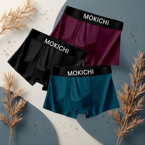 Image of Men's Ice Silk Boxer Briefs Pack of 3 | Ultra Soft Breathable Stretch Trunks | Moisture Wicking Quick Dry Innerwear | Comfortable Mid Rise Underwear
