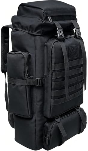 Ogetok 80 litres Camping Hiking Backpack, Extra Large Travel Backpack Men, Waterproof Oversized Tactical Backpack for Men Women, Lightweight Molle Military Rucksack Outdoor Traveling Daypacks, Black