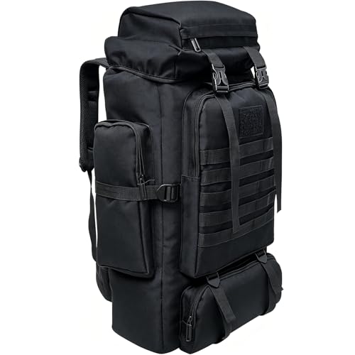Ogetok 80L Hiking Backpack Camping Rucksack, 80 liters Large Capacity Outdoor Knapsack Travel Climbing Mountaineering Carry On Backpack Bag, Trekking Backpacking for Men Women, Black