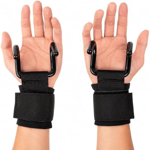 Par de Straps com Gancho Duplo de Ferro para Musculação, Luva Gan...