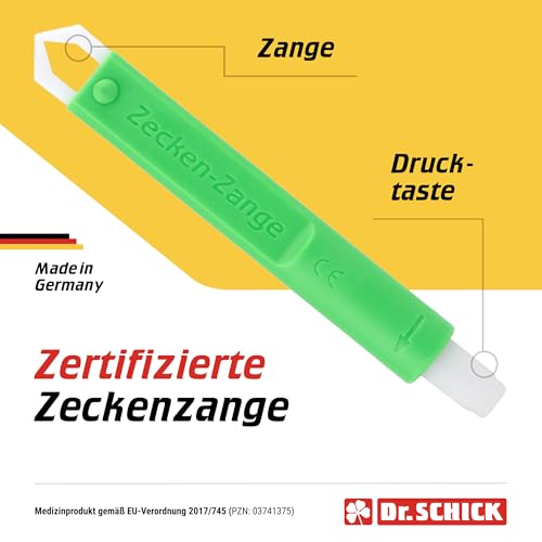 Dr. Schick Zeckenzange für Mensch und Tier - Zeckengreifer mit smartem Druckknopf - zuverlässiger Zeckenschutz zur einfachen und sicheren Entfernung von Zecken