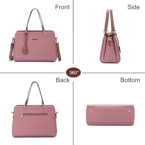 Image of HAWKWOOD Women's Premium PU Leather Structured Handheld Bag with Adjustable Shoulder Strap | Multi-Compartment Office & Casual Tote | Elegant Top Handle Purse for Daily Use