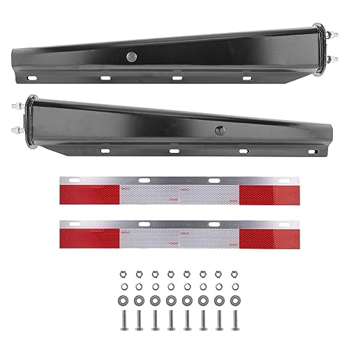 Image of Mud Flap Hangers for Semi Trucks All in One Kit - 30 inch Heavy Duty Spring Loaded, Bolt Spacing: 2.5 inch - Straight -Black w /Reflective Strips and All Hardware Kit (BK. w /Reflector)