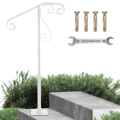 Handrails for Outdoor Steps, Single Post Wrought Iron Handrail Fits
