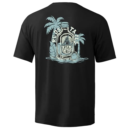 Palmyth Men's Fishing Shirt Short Sleeve Sun Protection UV UPF 50+ SPF T-Shirt Black Reds Tales 3X-Large