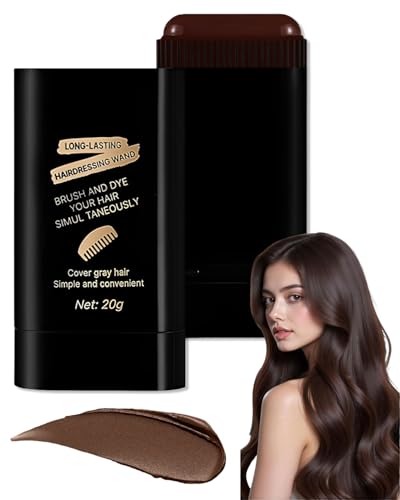 MOPZIJA Stick colorato per capelli e pettine 2 in 1,stick capelli,tintura per capelli a pettine conveniente,stick per ritocchi,impermeabile e resistente al sudore per un tocco rapido,Nero-marrone