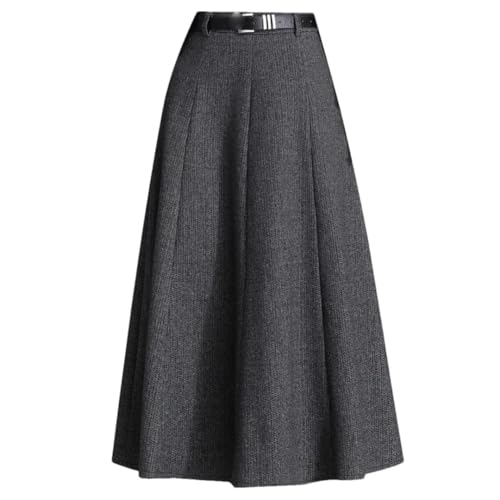 Women's Winter High Waist Hip Concealing Slimming Large Hem Mid-Length A- Line Skirt
