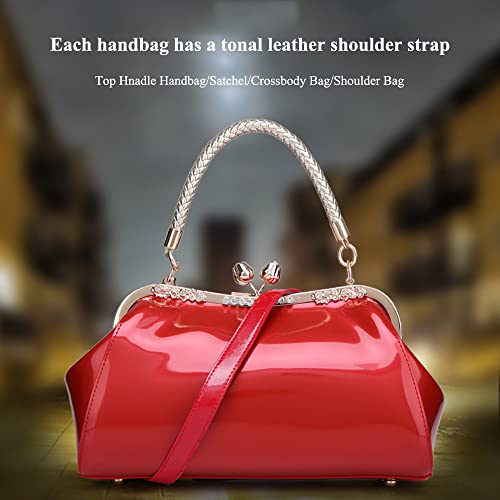 Bolso Satchel Rojo de Charol para Mujer miniatura 7