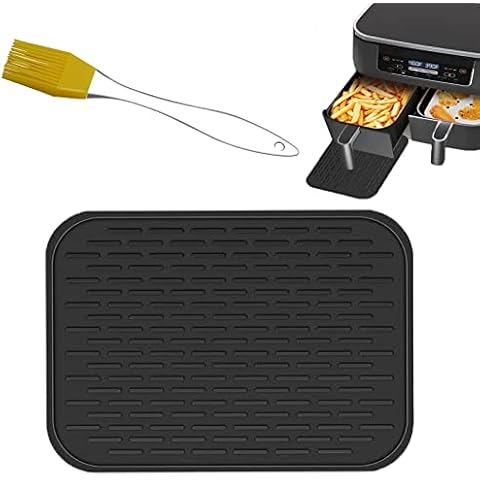 Heat Resistant Mat Compatible with Ninja Foodi Dual Air Fryer AF300UK DZ201 Gekufa Silicone Air Fryer Heat Mat with Oil Brush Cover