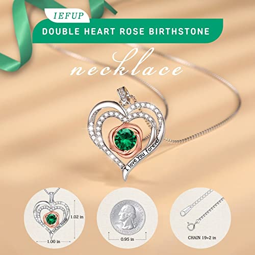 Iefup Necklace Gifts For Women - S925 Sterling Silver Emerald Necklace May Birthstone Necklace For Women Birthday Christmas Mothers Day Jewelry Gifts For Women Mom Grandma Wife Daughter #TOP4