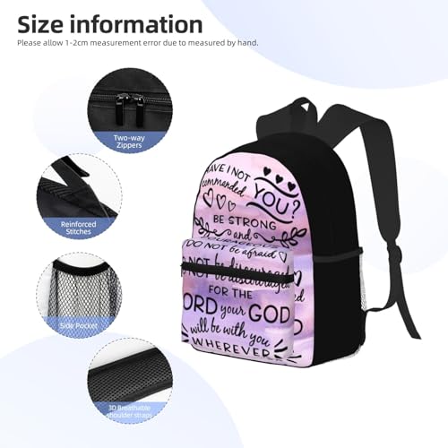 Joshua 1 9 Be Strong Bible Scripture Verse Casual Backpack – Lightweight Travel Daypack, Multi-Pocket Laptop Hiking Bag, Durable Polyester Pack For Outdoor Camping Cycling3