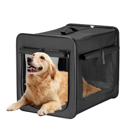 Wiltec Trasportino pieghevole nero per animali domestici, taglia XXL (106x71x81 cm), con cuscino