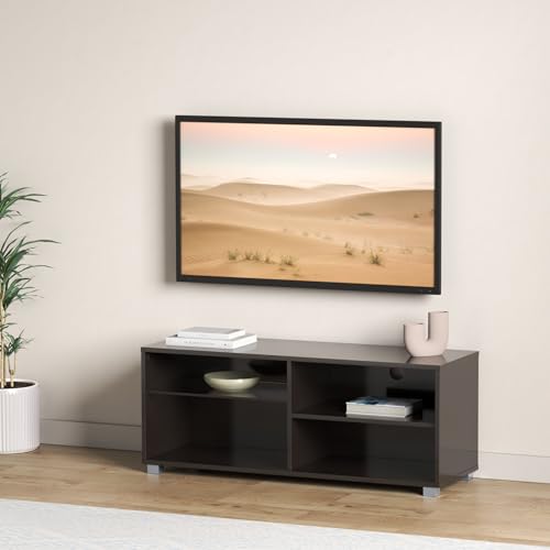 Image of DeckUp Yonne Engineered Wood TV Stand and Home Entertainment Unit (Dark Wenge, Matte Finish)