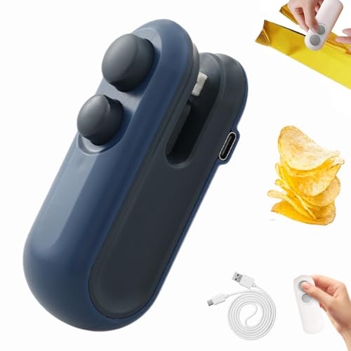 Mini Bag Sealer with Cutter and Magnet, Tragbarer Mini Folienschweißgerät, USB-aufladbarer Hand Snackbeutel Tüten Verschließer, Damit Lebensmittel frisch und Snacks knusprig bleiben (Blau) Mini Bag Sealer with Cutter and Magnet, Tragbarer Mini Folienschweißgerät, USB-aufladbarer Hand Snackbeutel Tüten Verschließer, Damit Lebensmittel frisch und Snacks knusprig bleiben (Blau)